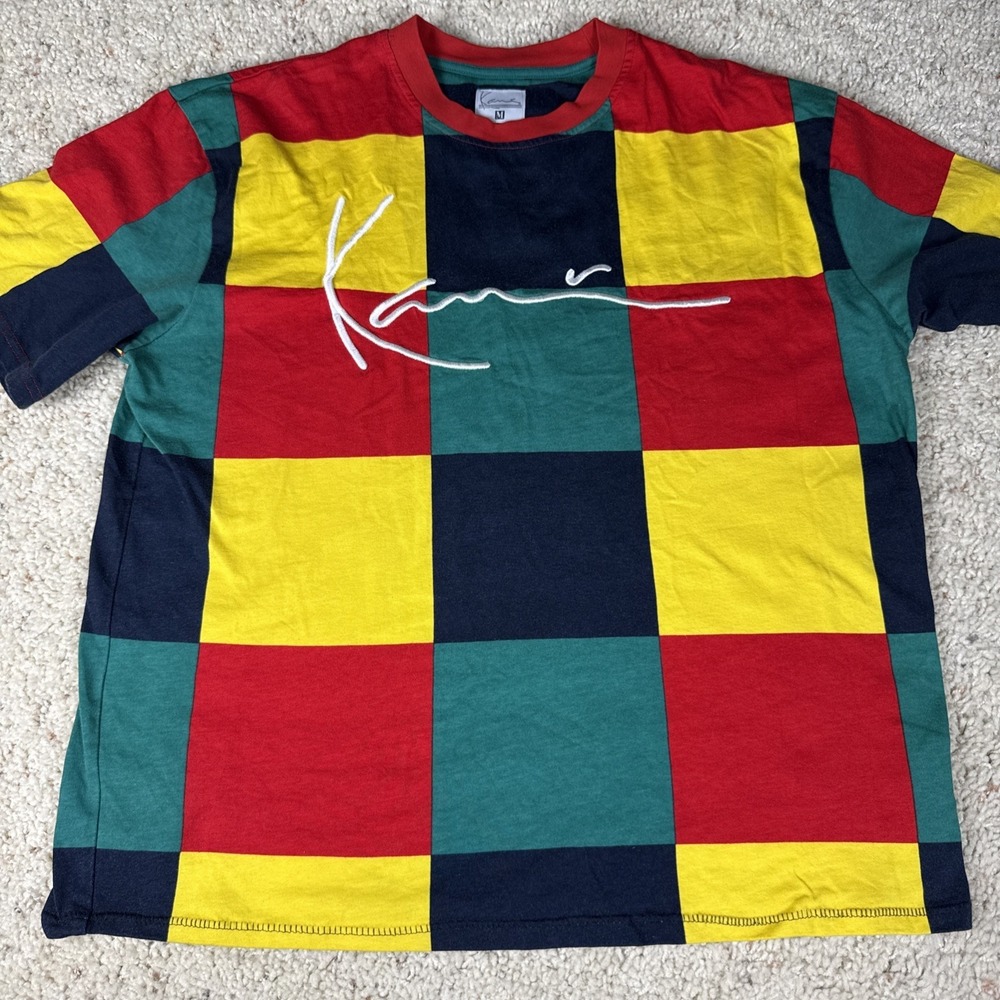 Karl Kani Men's Color Block Embroidered Logo Crew Neck Short Sleeve T-Shirt M